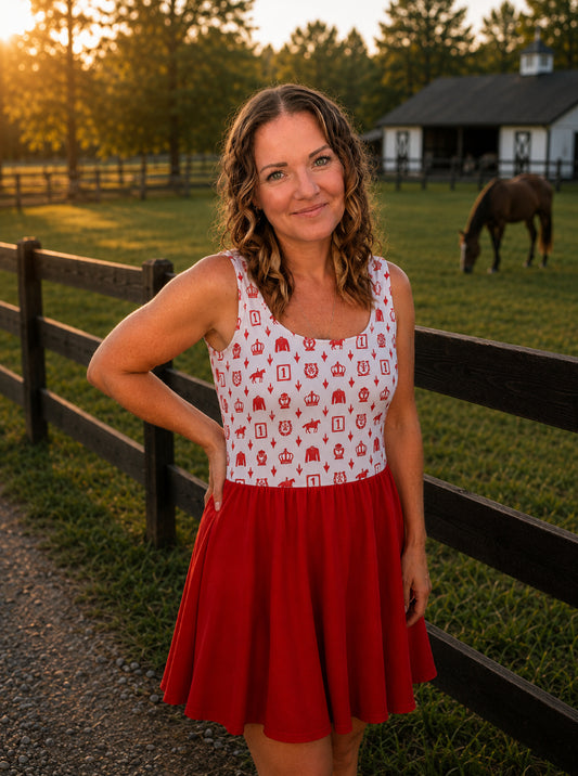 Crown & Cloth Skater Dress - Saddle Cloth Red